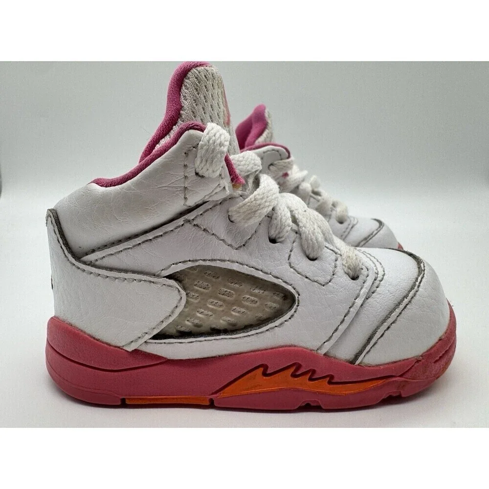 Air Jordan 5 Retro Sneaker Toddler US 4C Kid's Pink Orange 725172-168 Nike